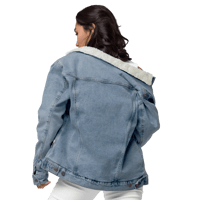 Image 3 of Women's denim sherpa embroidered jacket (Butterfly and flowers)