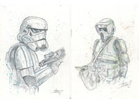 Image 1 of Star Wars Trooper Original Pencil and Watercolor Selection