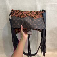 Image 7 of Genuine Leather custom leopard Hyde and LV boho bag 