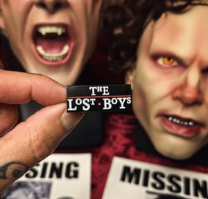Image of The Lost Boys Missing Poster w/ Logo Pin