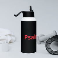 Image 13 of Stainless steel water bottle with a straw lid (Psalms 9;11 Black and Red)
