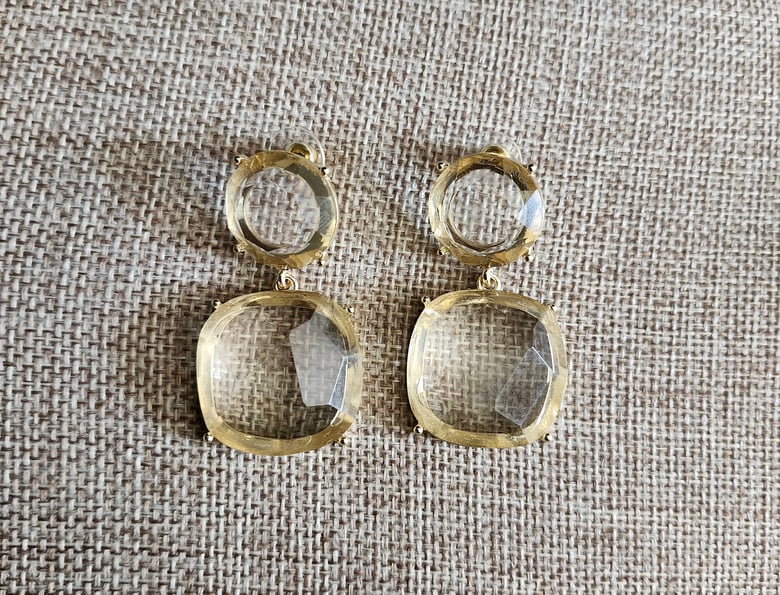 Image of Gold & Clear Pierced Earrings 