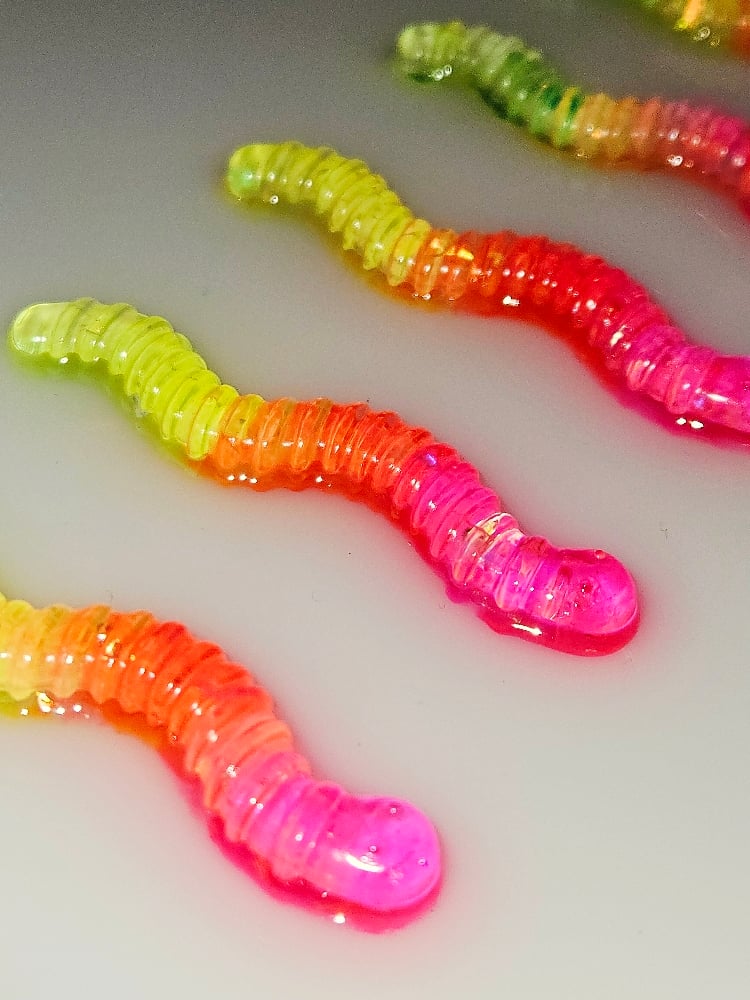 Image of Neon Sunset Gummy Worm Wall Art 8x8