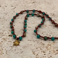 Image 1 of Aqua Serpentine Turtle Necklace