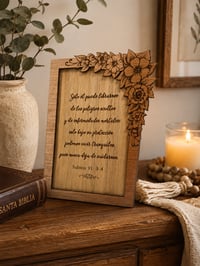 Image 2 of Custom Scripture Floral Wood Plaque