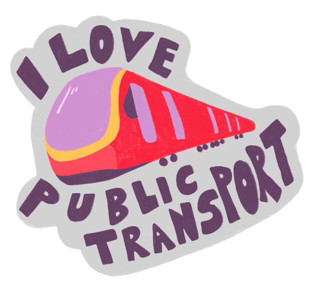 Image of I LOVE PUBLIC TRANSPORT Sticker