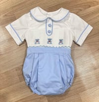 Image 1 of Boys bear smocked suit 