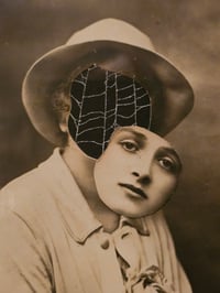 Image 3 of "Faceless girls" vintage postcard - 1800s Page With Preserved spider Web  .6