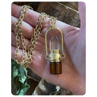 Image 1 of Running Hare Polished Quartz Solid Brass Bottle Necklace 