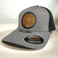 SKULL & STARS FLEXFIT (fitted) LEATHER PATCH TRUCKER L/XL