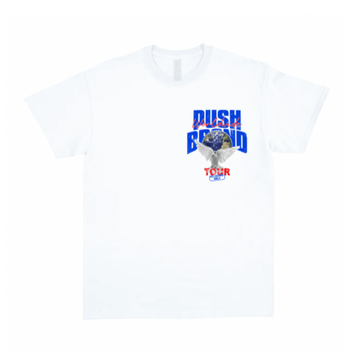 Image of World Tour T Shirt White & Blue