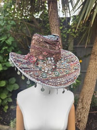 Image 8 of Dolly cowboy hat - recycled sari fabric silver coins
