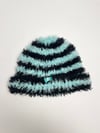 Blue and black beanie