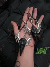 Image 1 of Silver black crow hangers w moonstone 