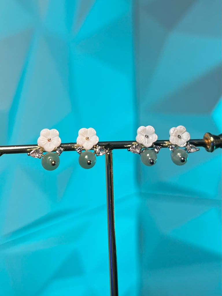 floral cz jaded studs 