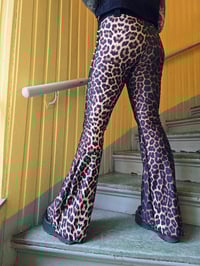 Image 2 of Studded flared leopard spandex pants