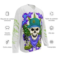 Image 12 of Recycled hockey fan jersey - Locally Hated Merch - CANIBUS COLLECTION - Green Tribal Stick Up Skull
