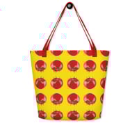 Image 1 of ArtxAdrienne "Yellow Tomato Pop" Print Tote Bag - Large
