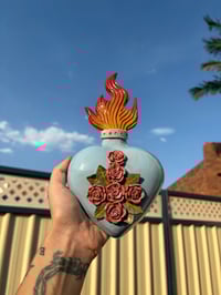 Small Sacred Heart- Blue inverted cross