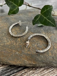 Image 4 of Textured Open Hoop stud earrings