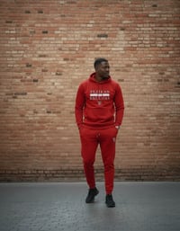 Image 5 of YB Red Heavy Blend Fleece Jogger Suit