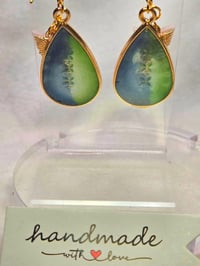 Image 5 of Handcrafted Resin Teardrop Earrings w/ Butterfly Bead 