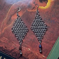 Image 2 of Diamond Drop Chainmail Earrings 