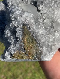 Image 4 of UV Calcite On Quartz Crystal With Chalcopyrite Specimen #1559