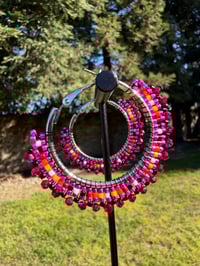 Spring Pink Hoop Earrings 