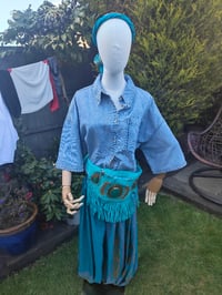 Image 3 of Dolly Bum bag suede fringe tassels TURQUOISE and Moroccan Stone