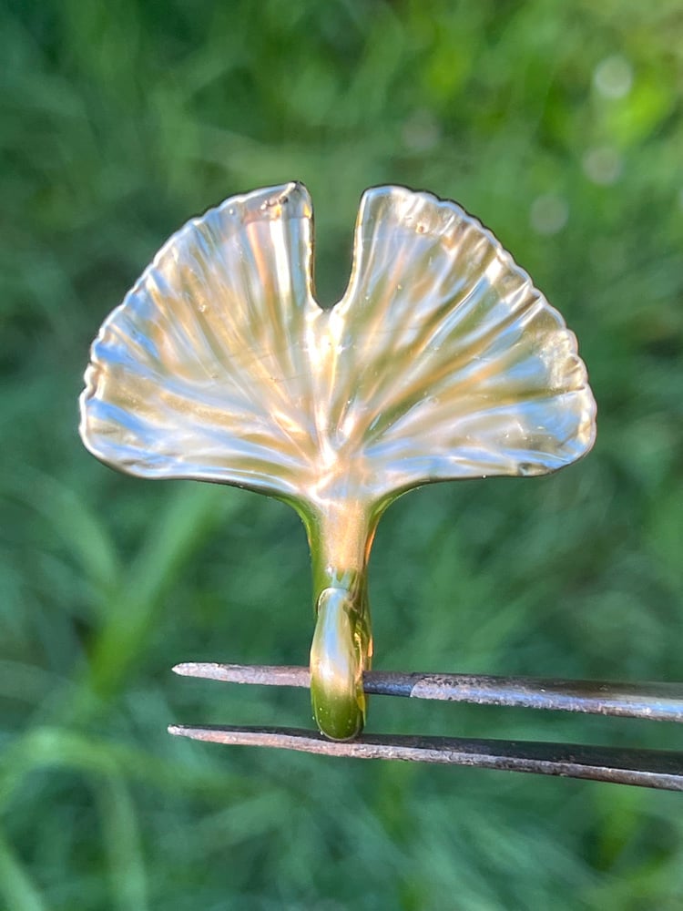 Image of Metallic Gold Ginkgo Leaf Pendant