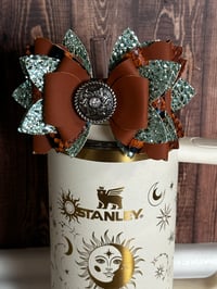 Image 4 of Western Themed Snake Skin Tumbler Straw Topper Bow