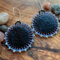 Image 2 of Black Salmon Skin with Sparkle and Trade Beads