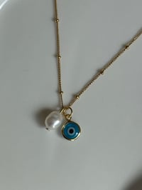Image 1 of Turquoise Evil Eye Pearl Necklace