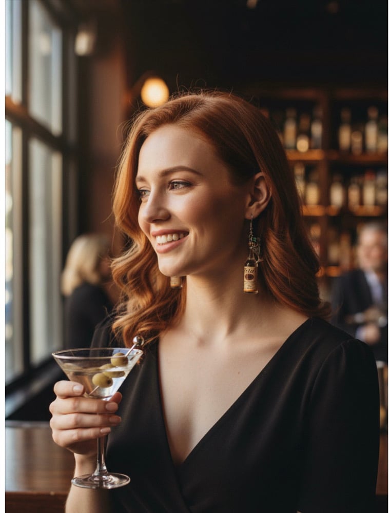 Image of Vodka Tito’s & Smirnoff mini bottle dangle earrings 