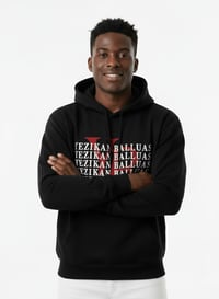 Image 2 of YB Black Stacked Print Heavy Blend Pullover Hoodie