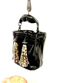 Image 3 of Creatures of the Night Black Patent Patchwork Carryall Bucket