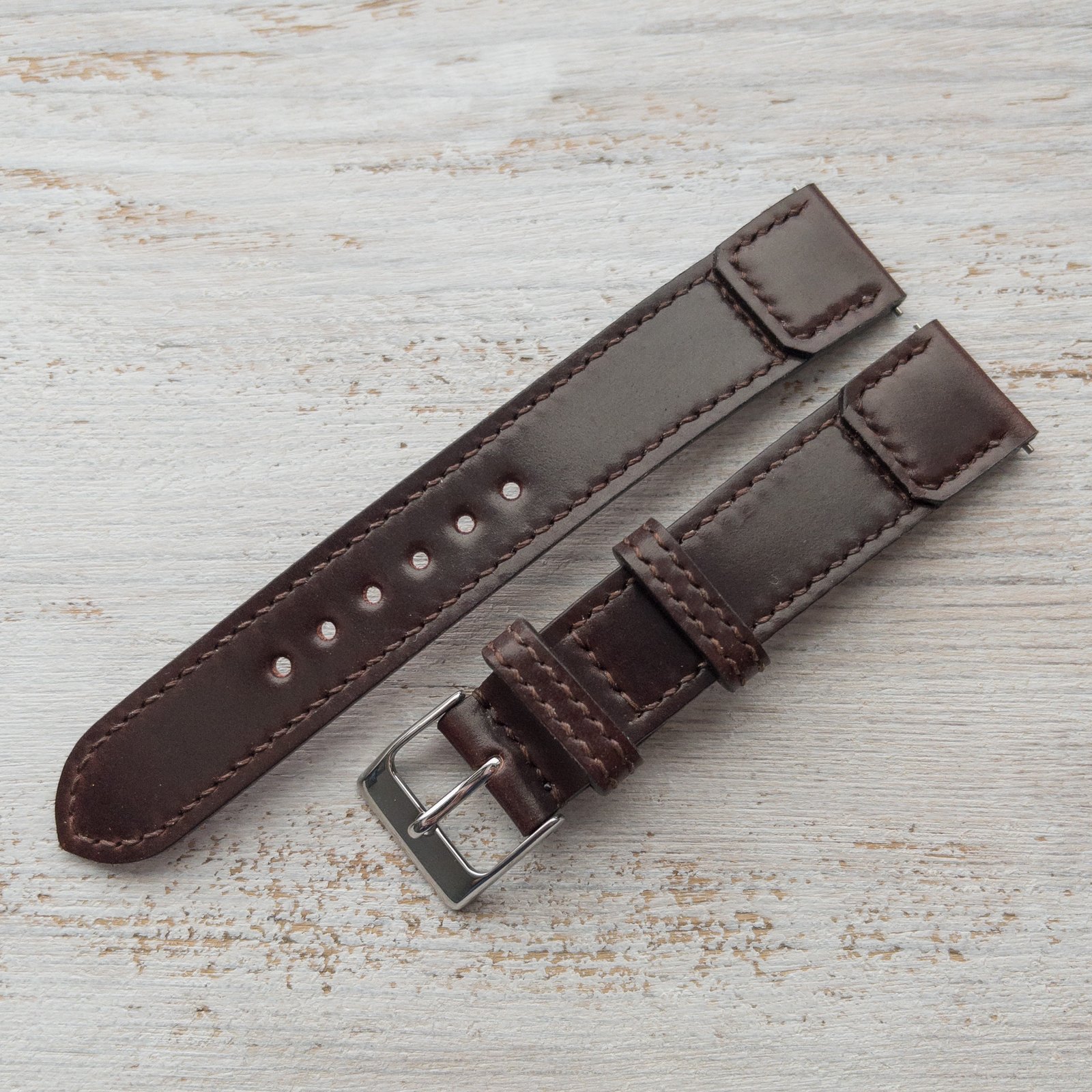 Horween Shell Cordovan watch band - Reverso style | Watchstrapheaven