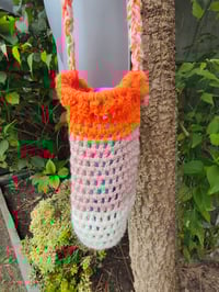 Image 2 of Crochet bottle bag 3 orange beige cream