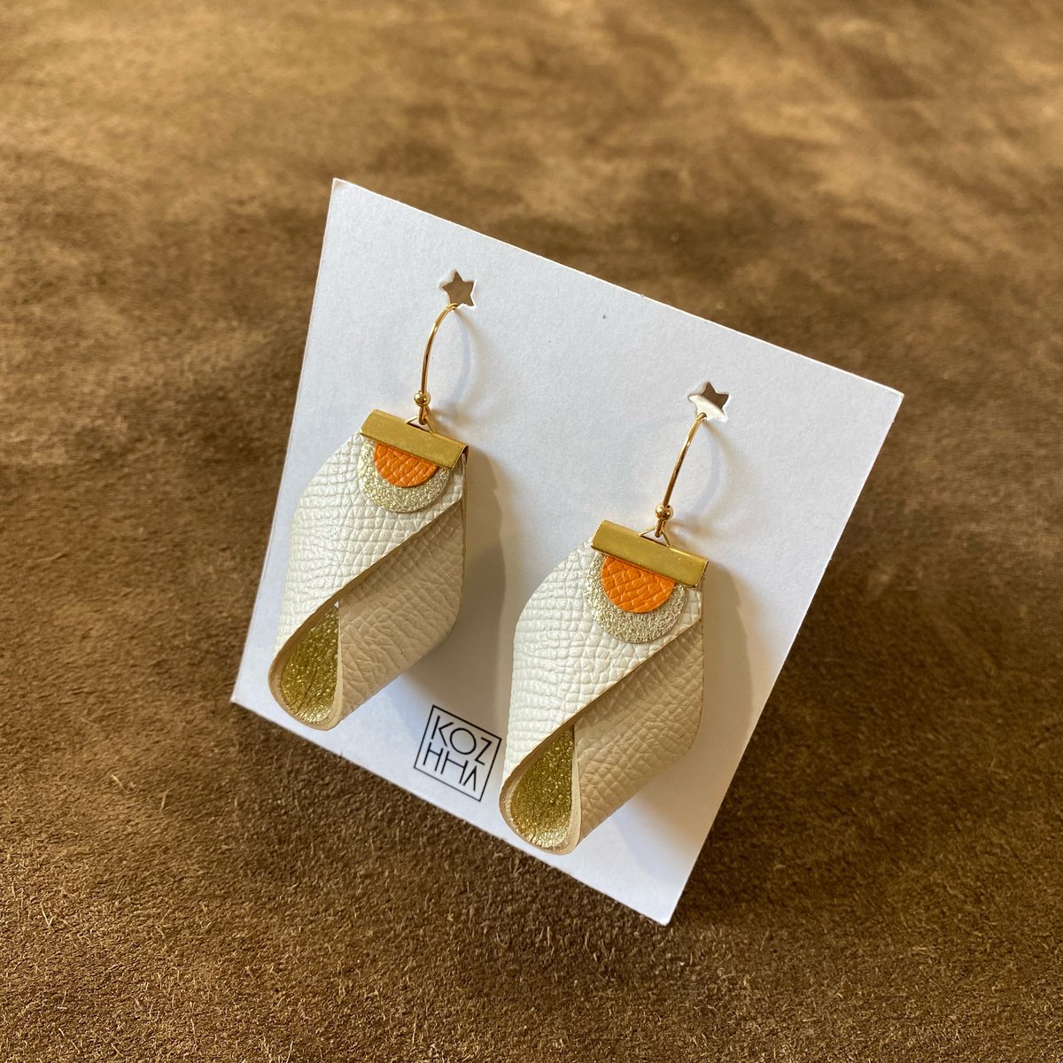 Boucles d’oreilles Craie Doré Orange 