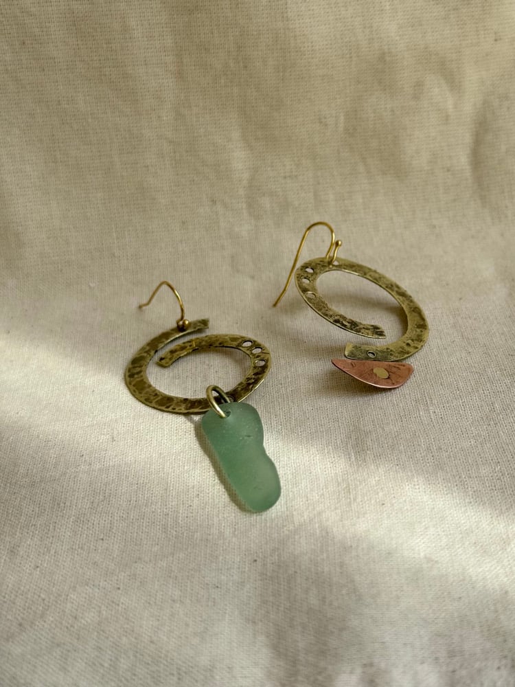 Image of Brass, copper earrings 