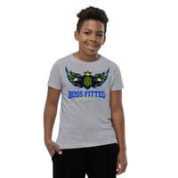Image 1 of BOSSFITTED Neon Green and Blue Youth Short Sleeve T-Shirt