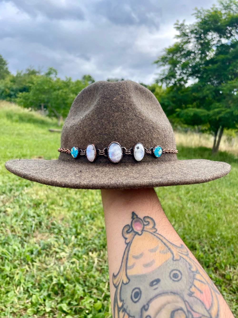 Moonstone and Turquoise Hat Band 