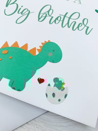 Image 3 of You’re a Big Brother Handmade Card - Special Dinosaur Card for New Big Brothers