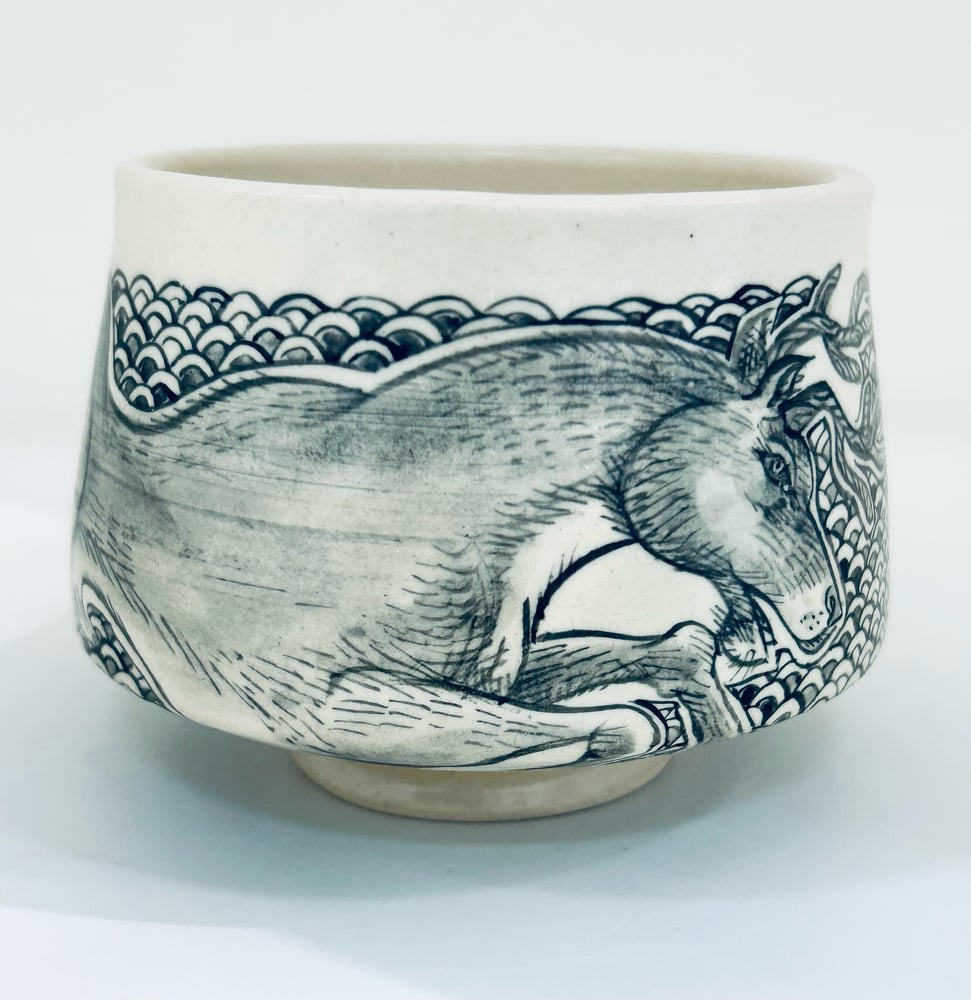 Image of Deer Chasing Hare Chawan