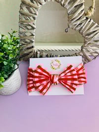 Image 1 of Red checkered cable headwrap 