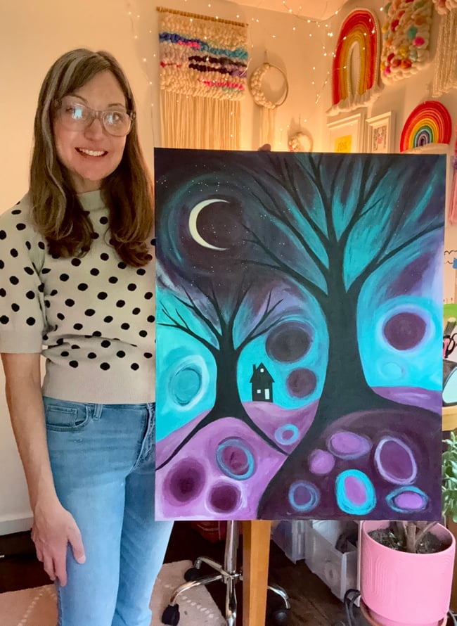 Midnight Moon dreams. Original canvas painting