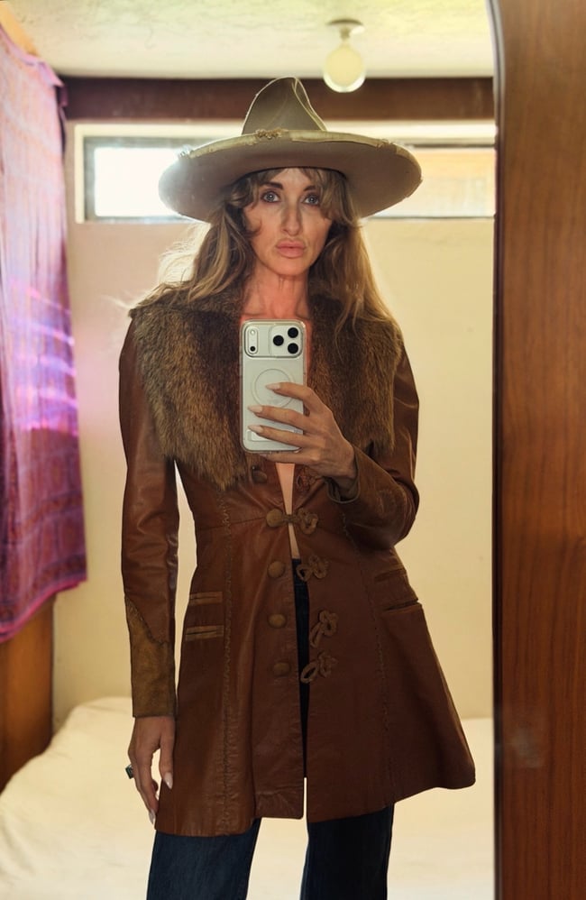 late 1960s Burray Olson handcrafted leather suede and fur whipstitched jacket