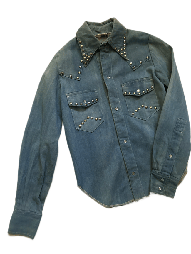 early 70s denim studded rockstar jacket shirt 