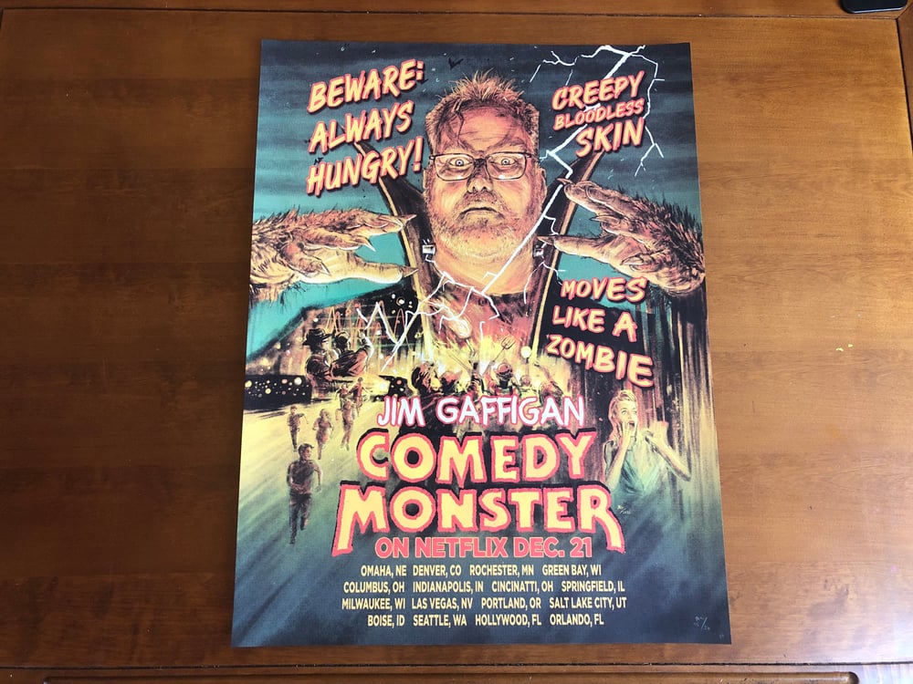 Jim Gaffigan Comedy Monster Tour 2021 Screen Printed Poster